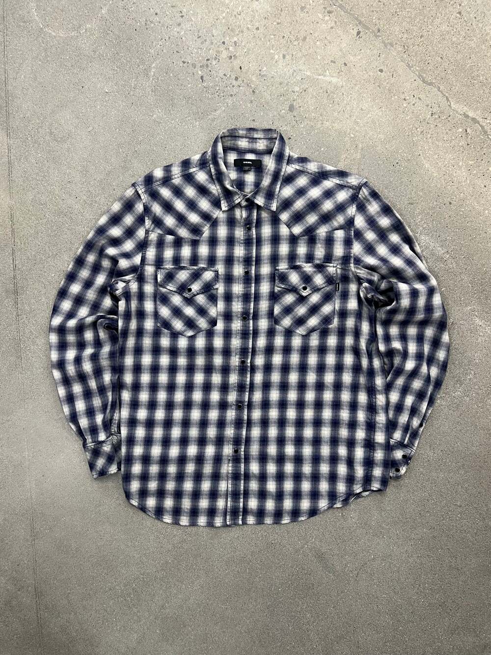Diesel Plaid Pearl Snap Button-Up Shirt - L